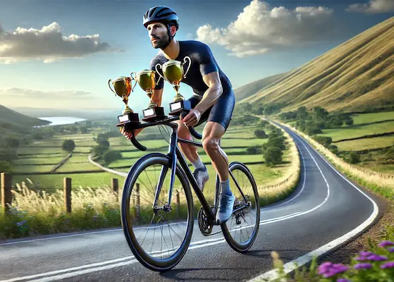 Cyclist conquering a segment with tailwind assistance